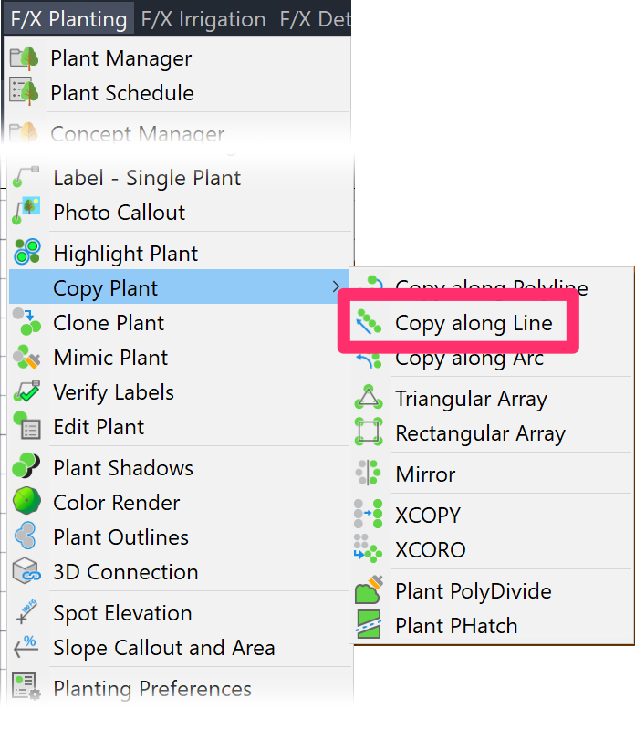 F/X Planting menu